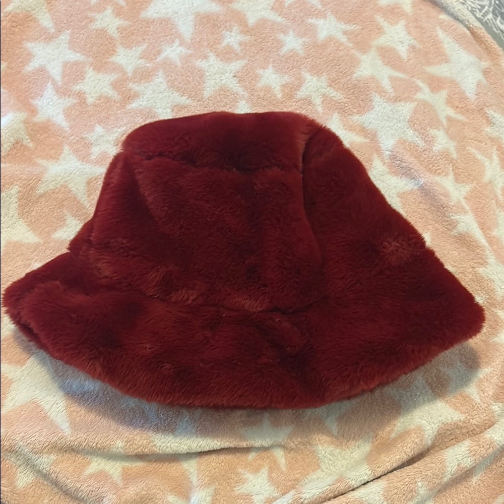 Plush Red Bucket Hat